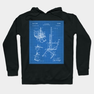 Skiing Patent - Ski Chalet Ski Fan Art - Blueprint Hoodie